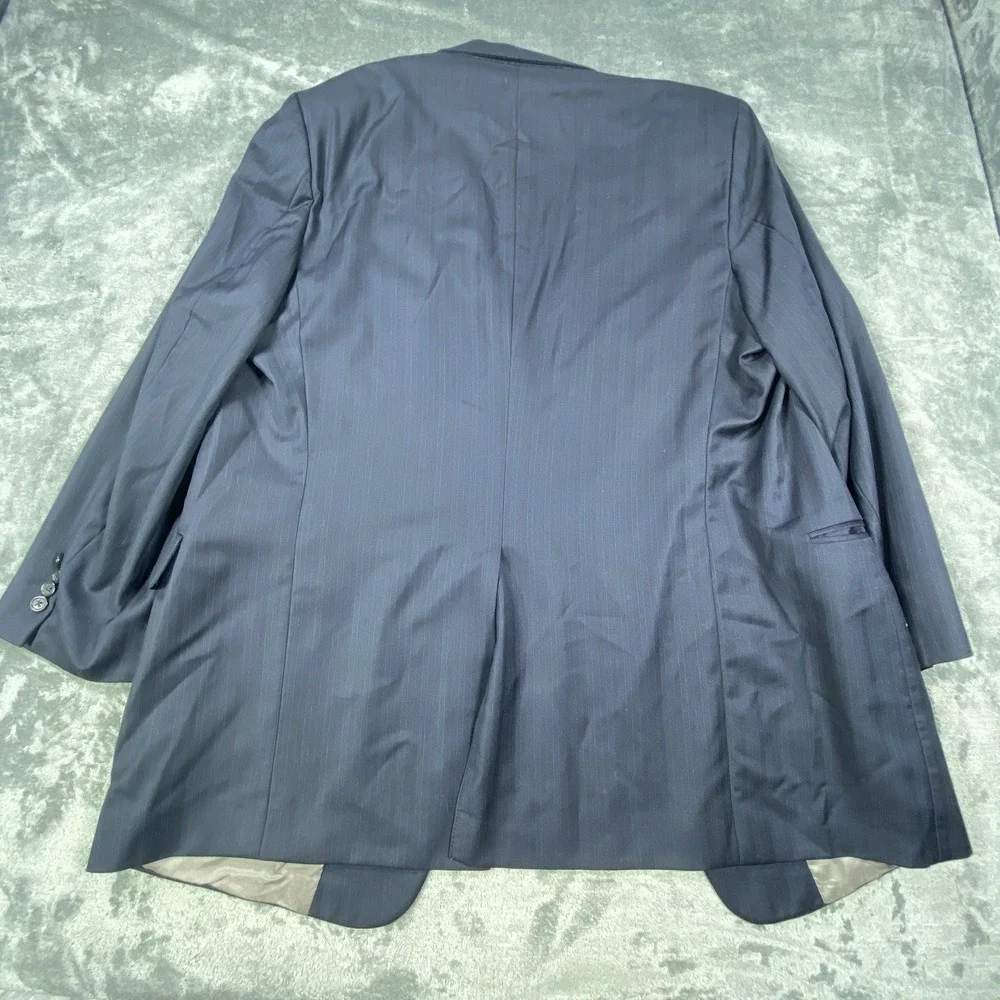 Hart Schaffner Marx Blazer Mens 48L Blue Striped Wool Sport Coat Jacket Classic